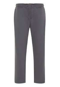 Grå sweatpants lavet af bomuldsblandet stof. Har en elastisk talje med snoretræk, lige ben og ingen synlige lommer.
