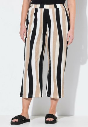 STRIPED WIDE LEG CULOTTES - Broek - black