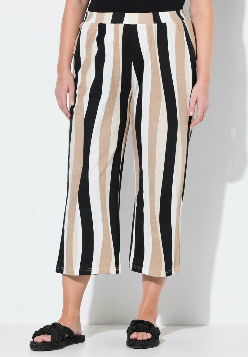 Ulla Popken STRIPED WIDE LEG CULOTTES - Broek - black