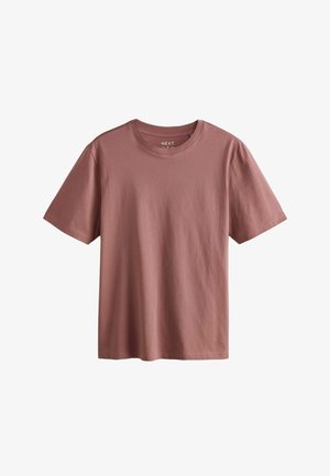 Korte mouwen crew neck t-shirt in stoffige roos, gemaakt van zachte katoen, met een gladde textuur en een comfortabele pasvorm zonder grafische elementen.