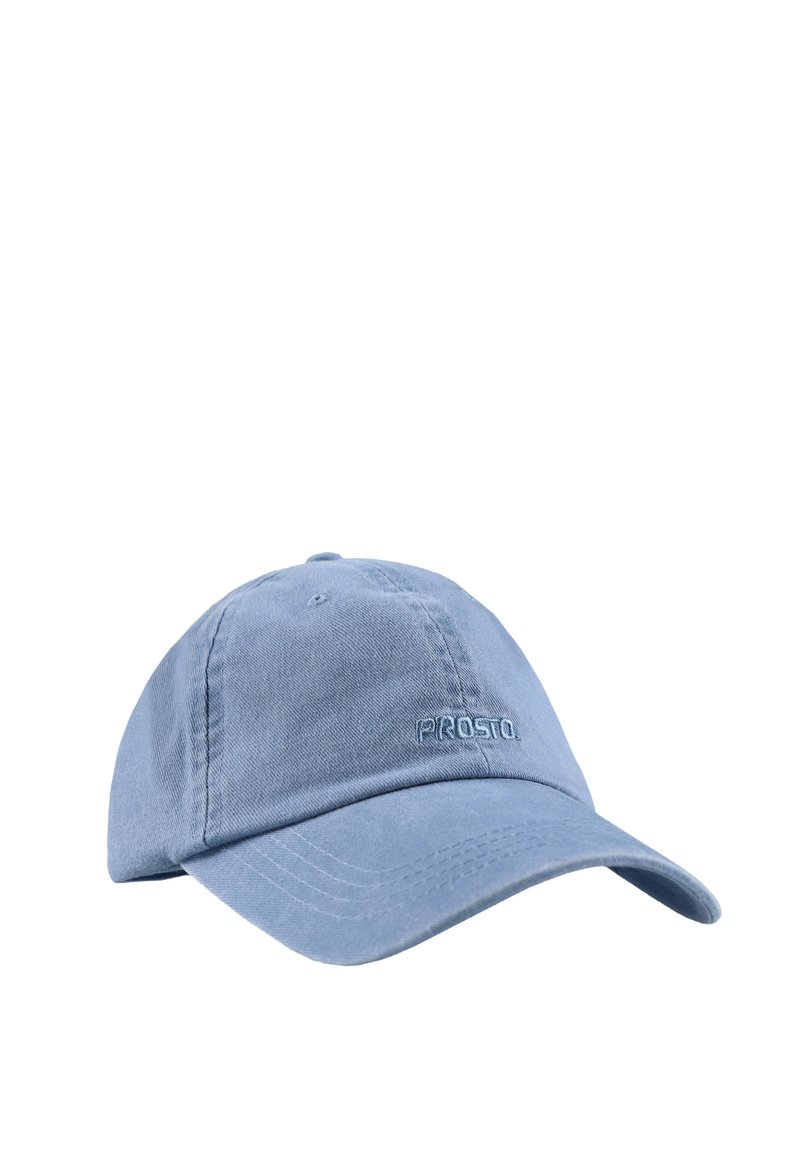 Jasnoniebieska bawełniana czapka baseballowa z haftowanym logo. Posiada zakrzywiony daszek i regulowany pasek z tyłu dla lepszego dopasowania. Gładka faktura.