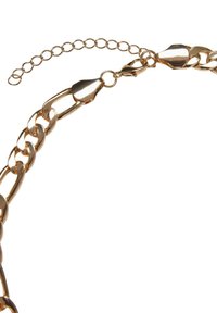 Collier en métal doré avec des maillons entrelacés, doté d'un fermoir à homard et d'une chaîne d'extension ajustable pour personnaliser la longueur.