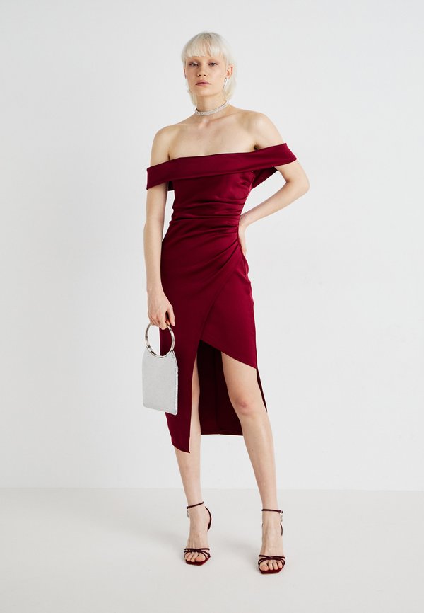 WEDDING VINCENZO ROUCHED MIDI - Jersey dress - wine3