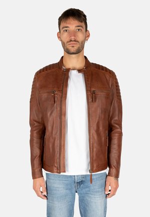 HARRISSON - Chaqueta de cuero - cognac brown