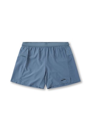 Men’s shorts in a light blue, lightweight fabric. Features side pockets and a flat elastic waistband. Smooth texture with a subtle sheen.