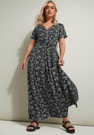 Yours Clothing FLORAL PRINT - Maxikleid - black