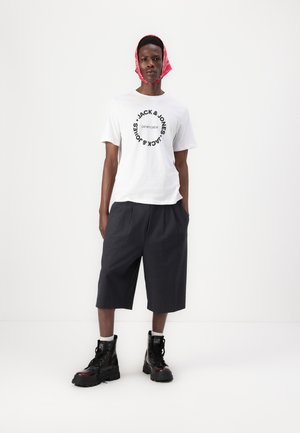 JJSIMON TEE CREW NECK 5 PACK - Marškinėliai su spaudiniu - dark blue/white/beige