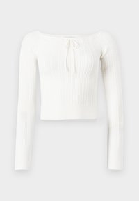 Off-the-Shoulder Cable-Knit Sweater - Vesta - cloud dancer