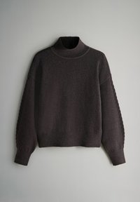 2 PACK HIGH NECK CABLE - Pullover - chocolate brown/navy blue