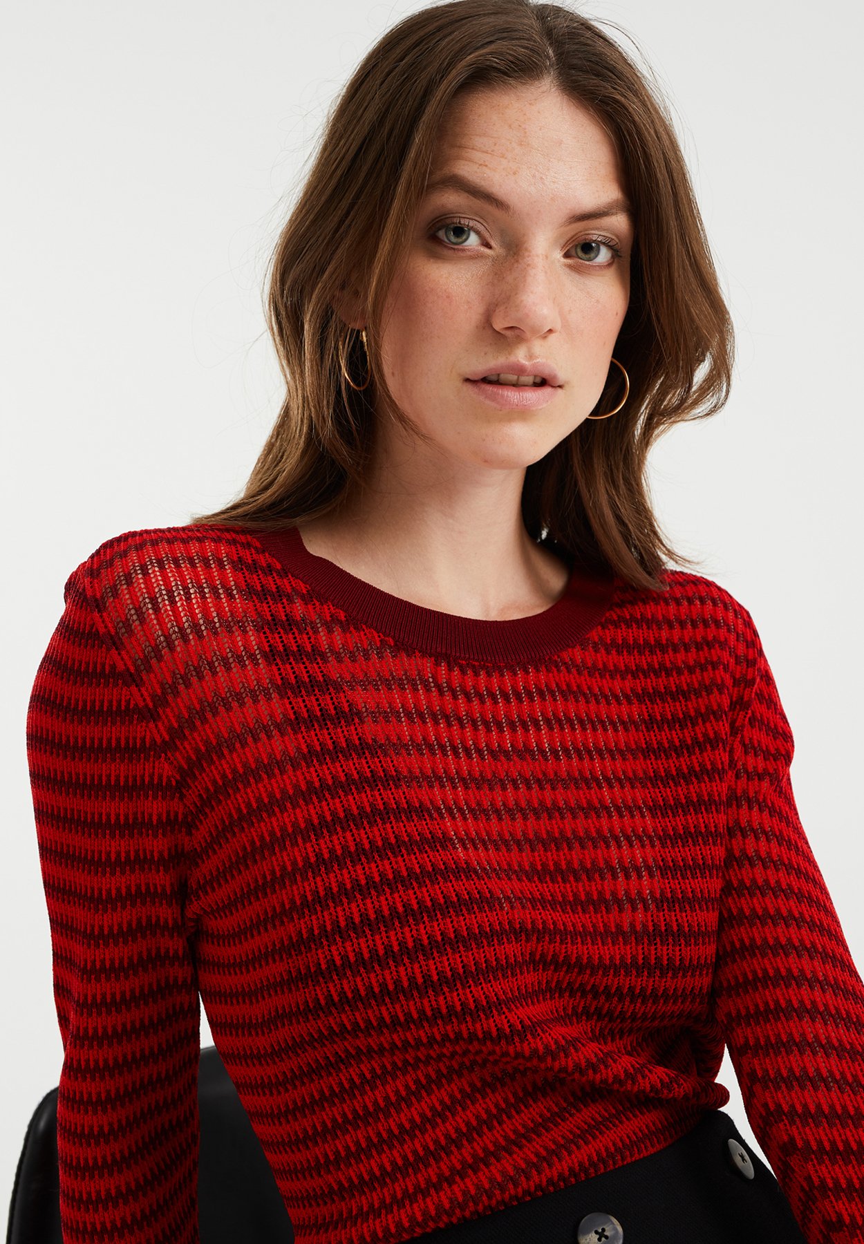 WE Fashion DAMES FIJNGEBREIDE TRUI MET STREEPDESSIN - Trui - red/rood -  Zalando.nl