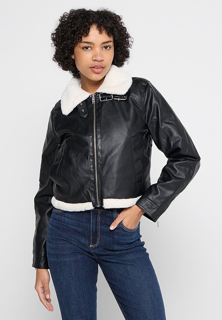 Hollister Co. Imitatieleren jas zwart