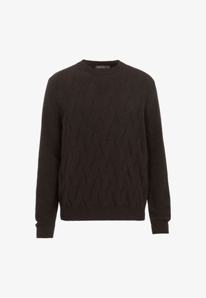 Oscar Jacobson ASTON ROUNDNECK - Strickpullover - brown flannel
