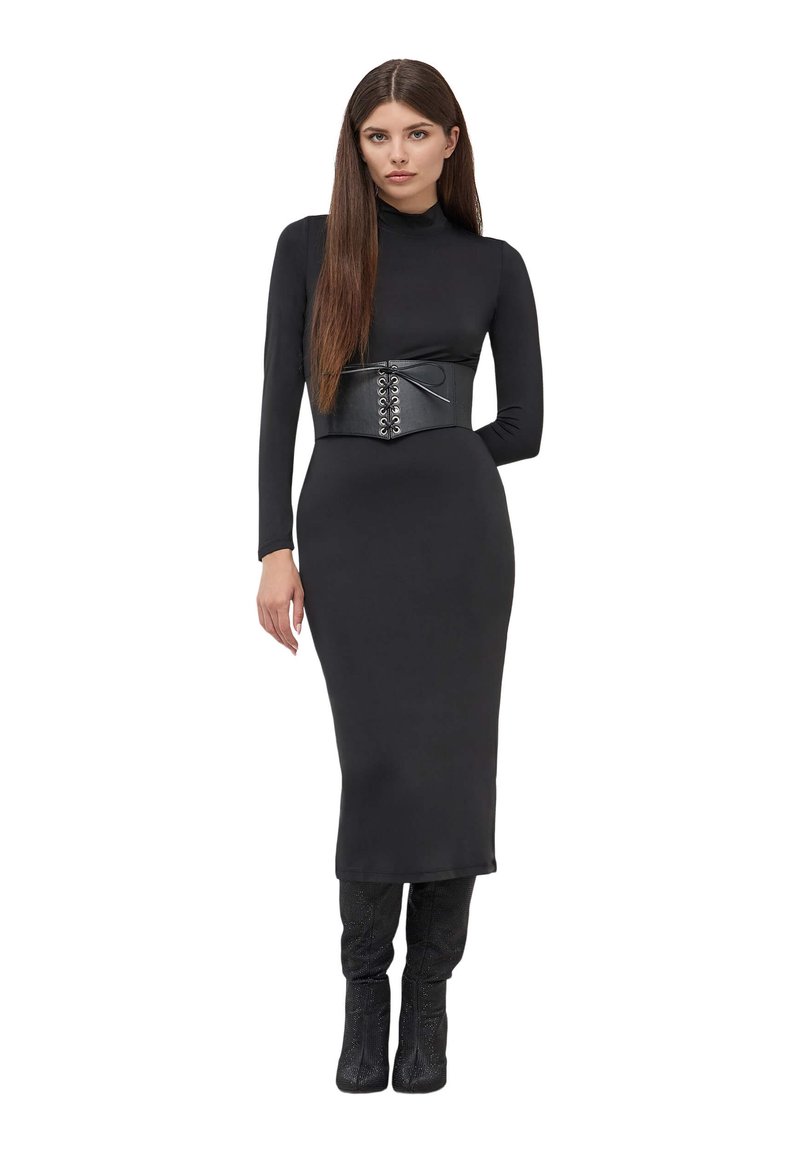 DAZZLUXE Cintura larga nera in pelle, corsetto con lacci, elastico, vintage, accessorio per abbigliamento da donna, Nero , 60–80 cm DAZZLUXE Cintura larga nera in pelle, corsetto con lacci, elastico, vintage, accessorio per abbigliamento da donna, Nero , 60–80 cm