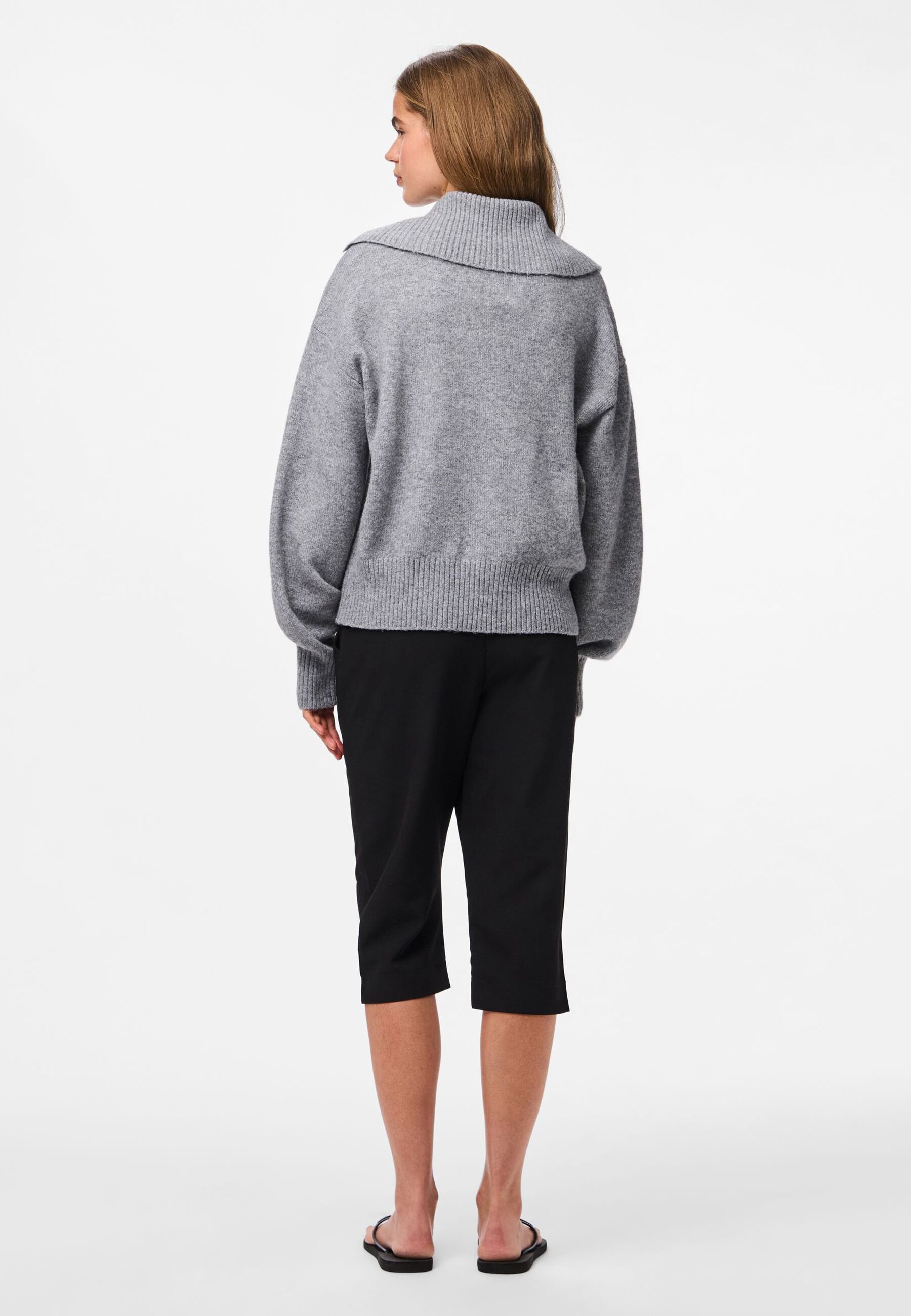 Pieces PCMALOU LONG SLEEVE ZIP - Cardigan - medium grey/mottled