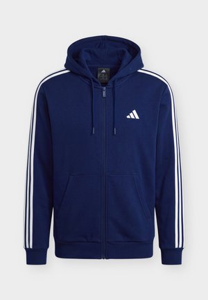 adidas Sportswear, ESSENTIALS 3 STRIPES FULL ZIP HOODIE - Sweatjakke - team navy blue 2/white