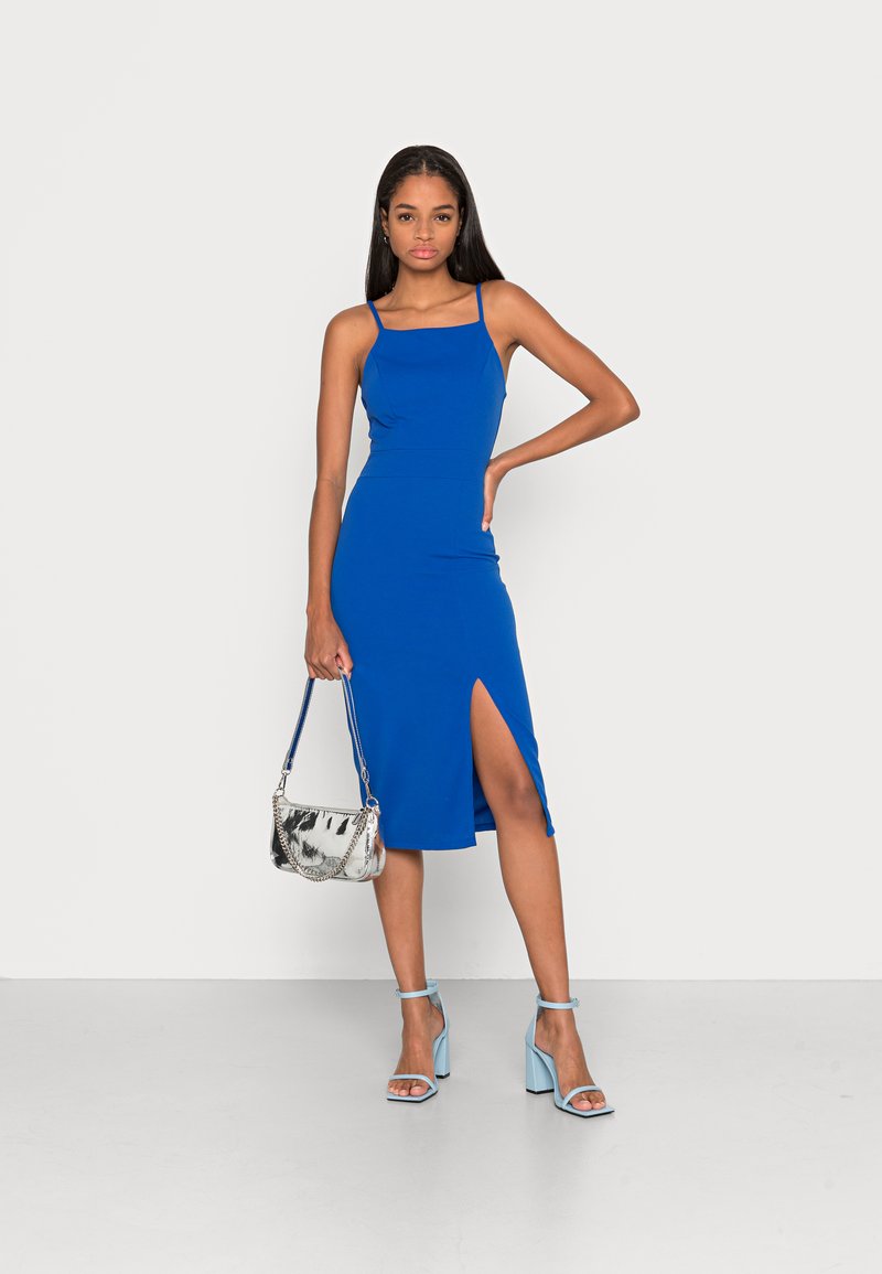 electric blue midi dress