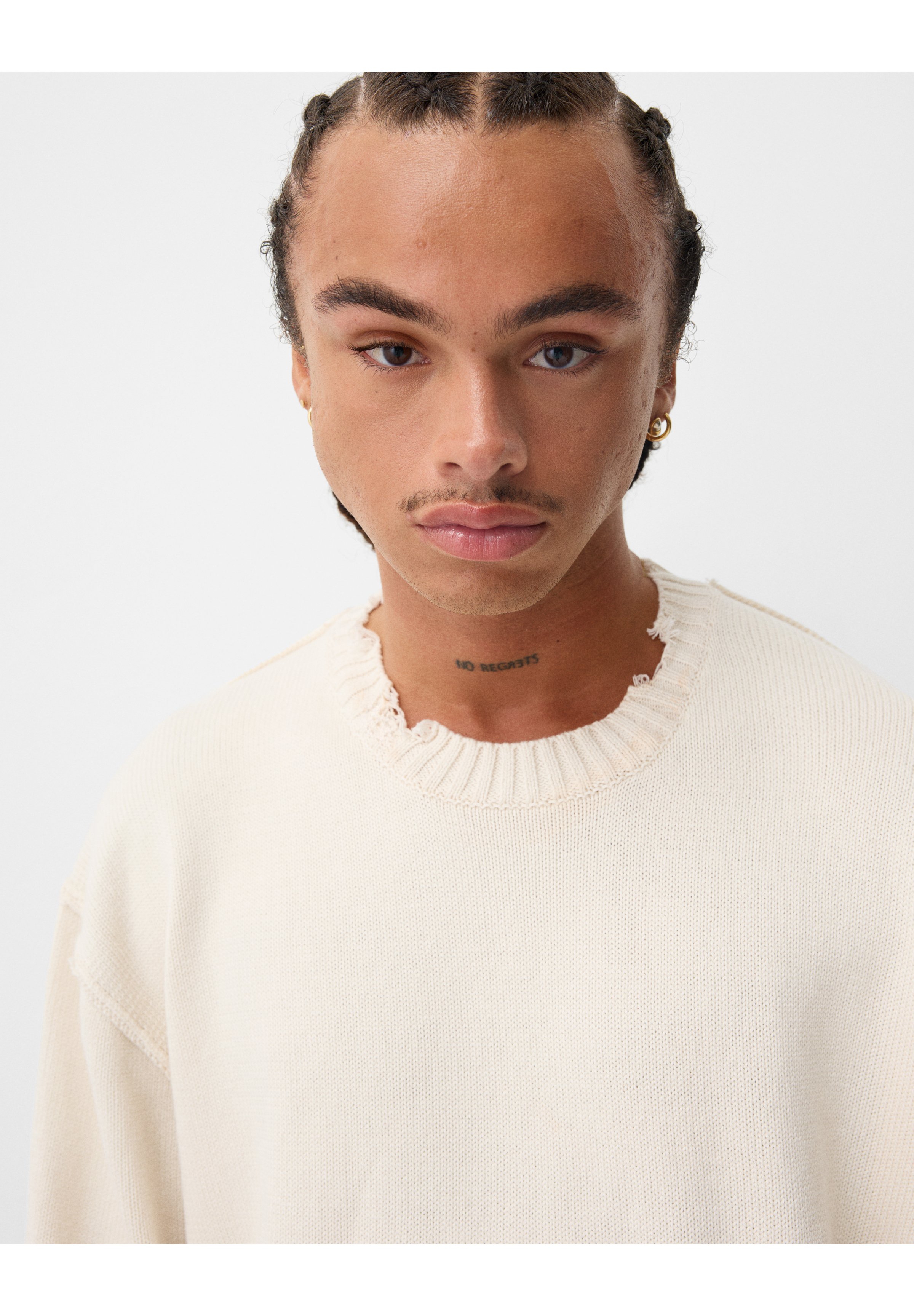 Bershka ダークグレー ニット Bershka ダークグレー ニット Bershka contrast stitch knitted