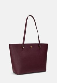 Lauren Ralph Lauren CROSSHATCH LEATHER MEDIUM KARLY TOTE - Ručna torba - pinot noir