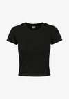 SLIM FIT STRETCH JERSEY CROPPED T-SHIRT - T-shirt basique - black