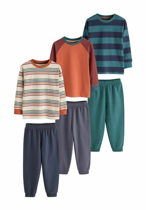Next, LONG SLEEVE JOGGER PYJAMAS 3 PACK SET - Nachtwäsche Set - orange navy green stripe