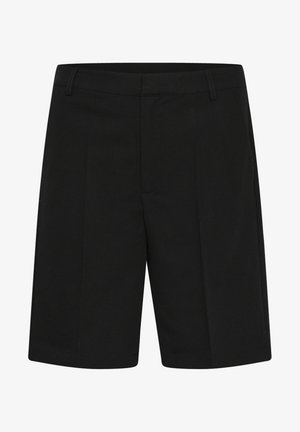 Sorte shorts lavet af et glat, let stof. De har en lige pasform, to forlommer og en flad frontdesign.