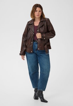 Kaffe Curve, KCRISSA LEATHER - Leather jacket - rusty black