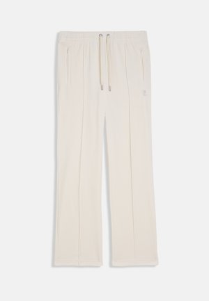 Off-White-Hose mit geradem Bein, elastischem Bund, Kordelzug und Reißverschlusstaschen auf beiden Seiten, mit dezentem Logostick auf dem rechten Oberschenkel.