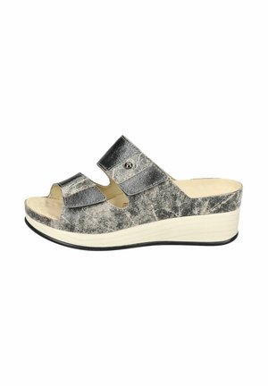 Heeled mules - natur titan