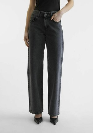 SNRANCY MID RISE WIDE - Relaxed fit jeans - dark grey denim