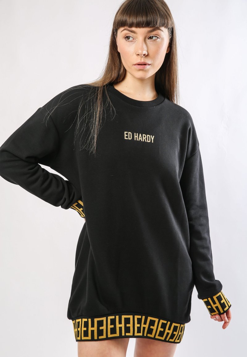 Ed Hardy BIG-TOUR SWEATER - Day dress - black - Zalando.ie