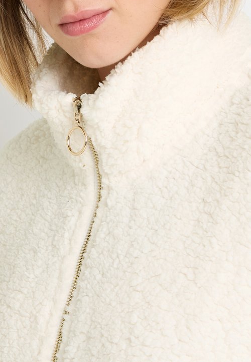 Roxy Blurry Cloud – Polaire Zippée Loose Femme – Sherpa Recyclé Beige – S