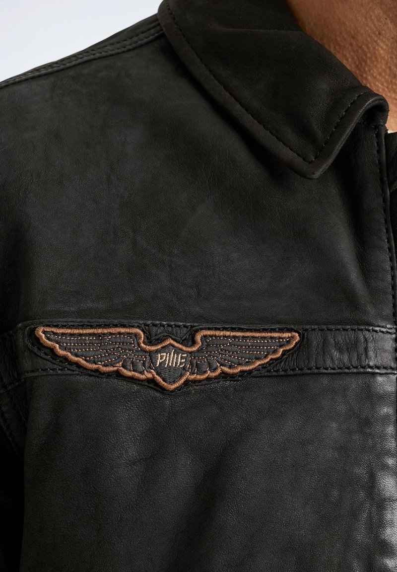 PME Legend Leather jacket - moonless night/black - Zalando