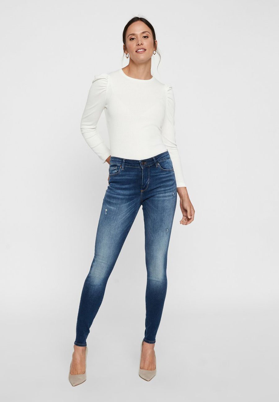 Vero Moda VMTERESA NORMAL WAIST - Jeans Skinny Fit - dark blue denim/dark-blue  denim - Zalando.de