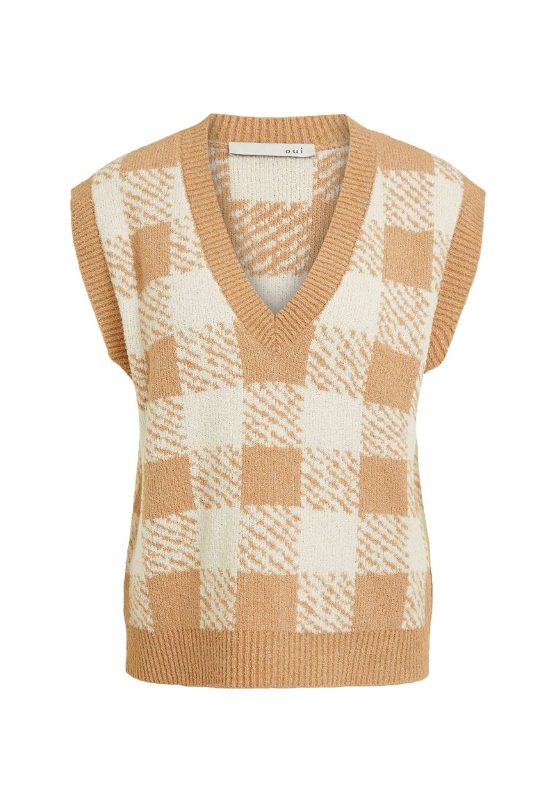Damen Strickjacken | Oui Strickpullover white camel/camel - EH85742 Damen Strickjacken | Oui Strickpullover white camel/camel - EH85742