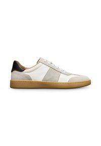 Sneaker aus hellgrauem Wildleder und Leder mit weißen Akzenten. Verf�ügt über eine beige Gummisohle und ein schwarzes Fersenelement. Mit Schnürung.