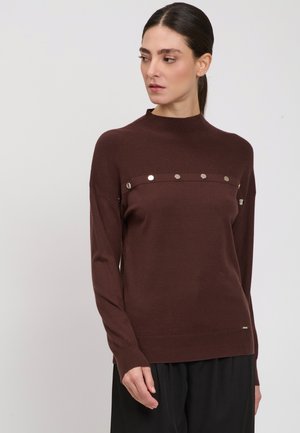 INFLUENCER, INFLUENCER PULLOVER SILVER-TONE BUTTONS PULLOVER - Trui - brown