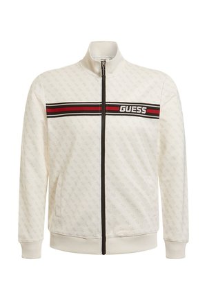 Guess ALLOVER LOGO - Sweater met rits - weiß