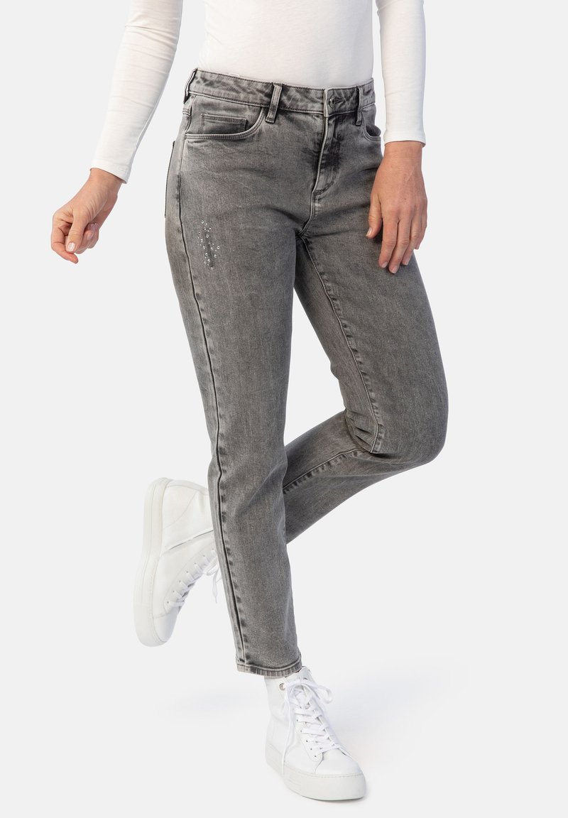 Girls Slim Fit Grey Denim Joggers