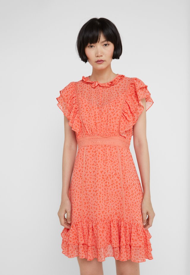 JAWAI - Day dress - coral/flame orange/off white