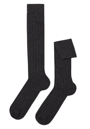 Calzedonia LONG RIBBED - Kniestrümpfe - antracite mel.