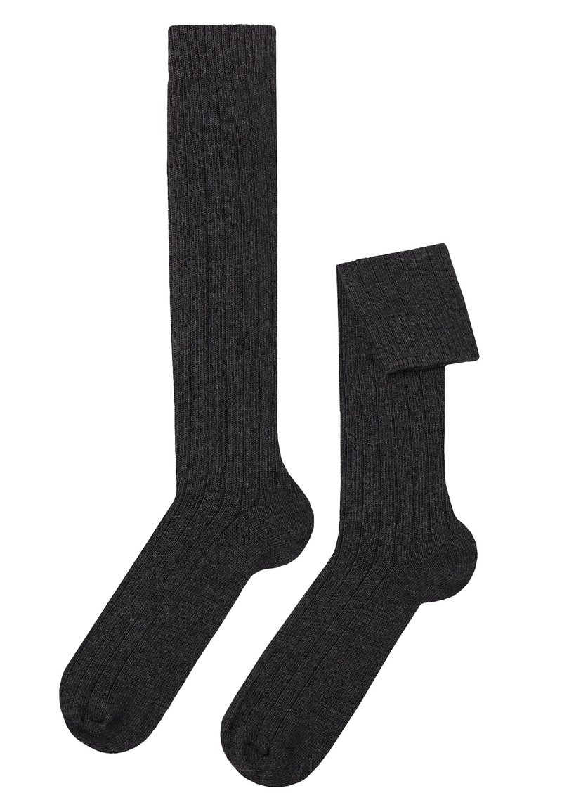 Calzedonia LONG RIBBED - Knæstrømper - antracite mel.
