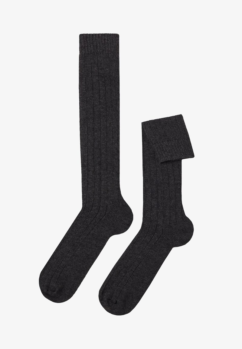 Calzedonia LONG RIBBED - Knästrumpor - antracite mel.