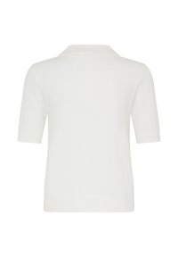Polo blanc à manches courtes avec col, vu de dos.