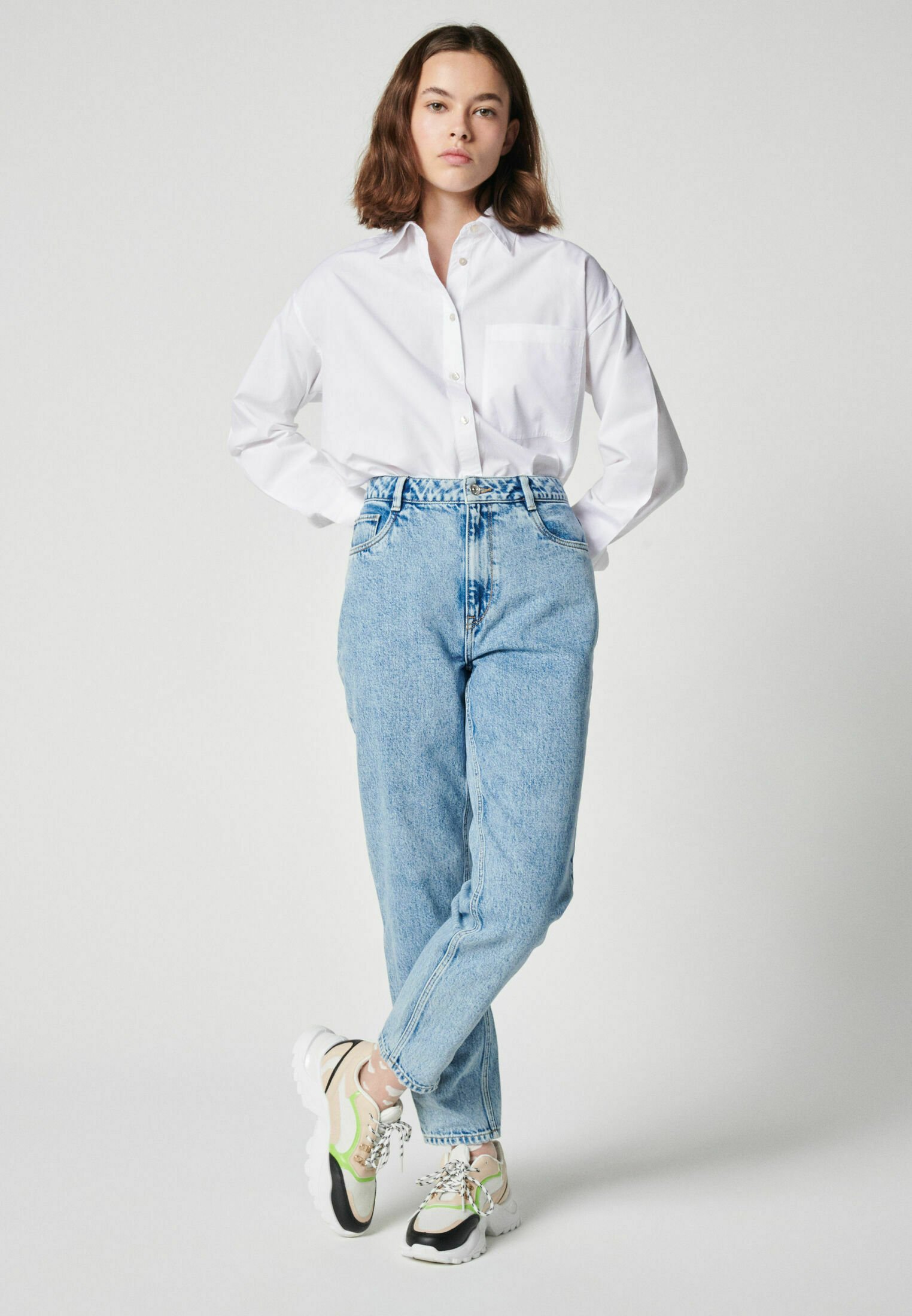 Pimkie MIT HOHER LEIBHÖHE - Relaxed fit jeans - ausgewaschenes blau/stone  blue denim - Zalando.de