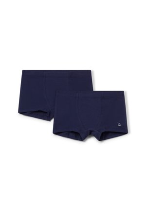 Granatowe bawełniane krótkie spodenki, z dopasowanym krojem, elastycznym paskiem i minimalnym logo na dolnej części przodu. Zawierają dwie pary.