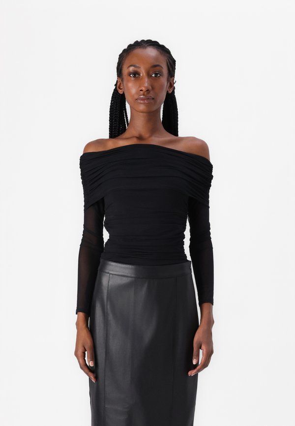 Long-Sleeve Mesh Foldover Bodysuit - Long sleeved top