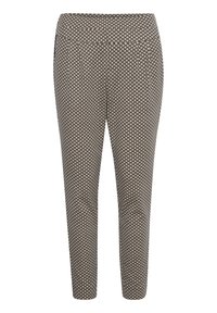 Åtsittande byxor med stretchmidja, med ett geometriskt mönster i krämfärgat och marinblått på ett lättviktigt tyg.