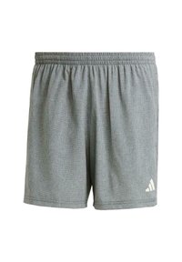 Pantalones cortos deportivos grises con un diseño a cuadros, con una cinturilla elástica y un pequeño logotipo blanco en la parte inferior derecha de la pierna. Tejido ligero.