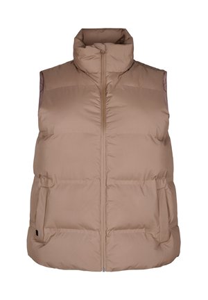 Zizzi KURZE STEPP MIT HOHEM KRAGEN - Waistcoat - pine bark