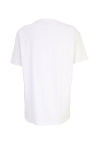 Tricou alb din bumbac, cu mâneci scurte, guler rotund și o textură netedă. Vederea din spate arată un design simplu, fără logo-uri sau grafică vizibilă.
